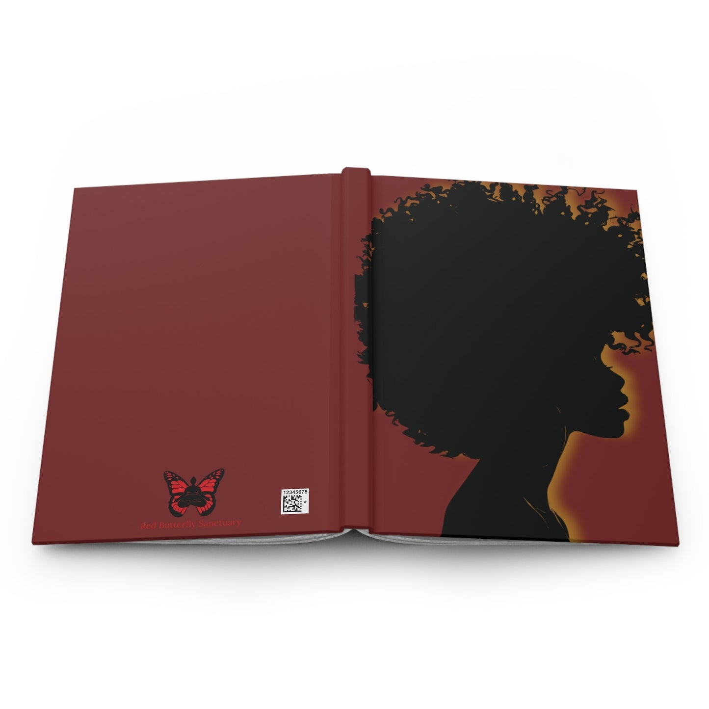Glowing Silhouette Matte Hardcover Journal - Red Butterfly Sanctuary