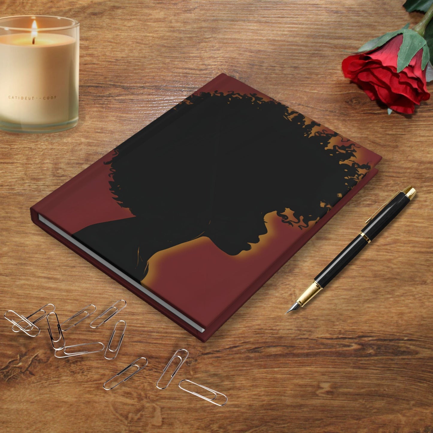 Glowing Silhouette Matte Hardcover Journal - Red Butterfly Sanctuary